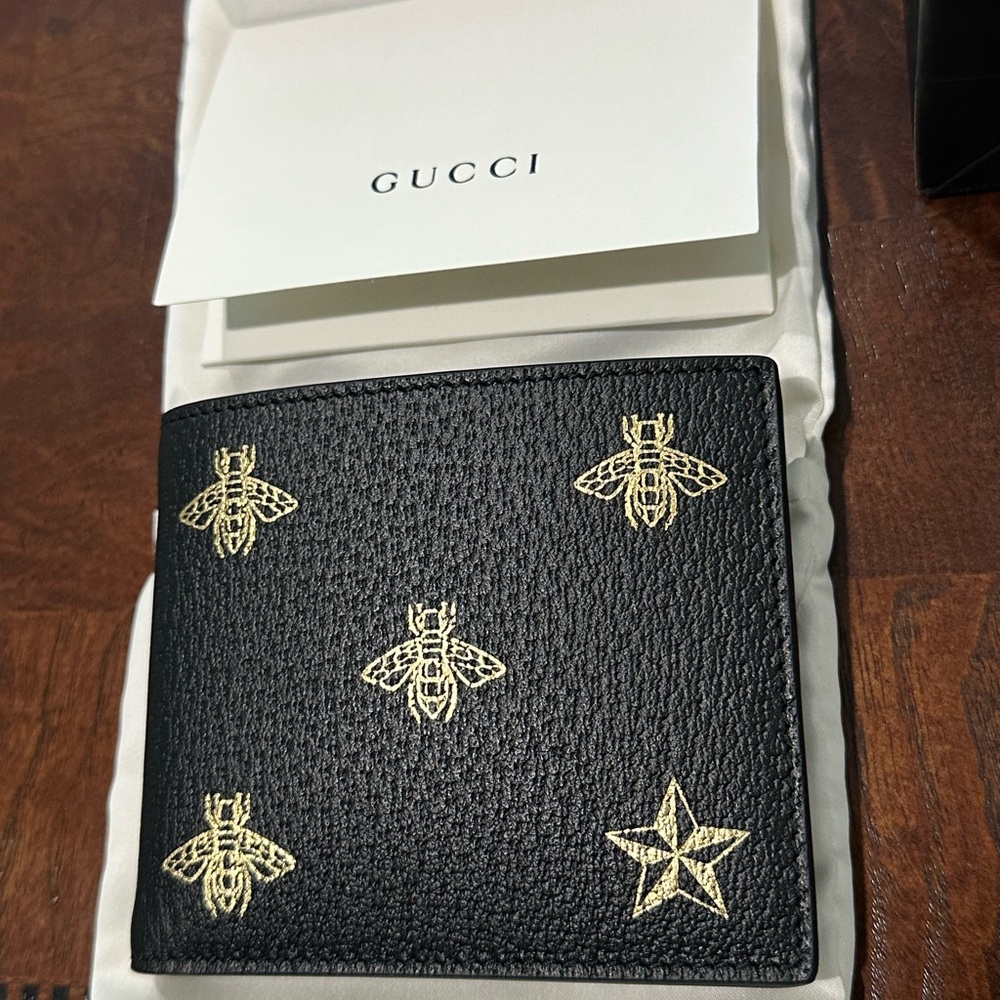 Gucci Black Bee Star Mens Wallet